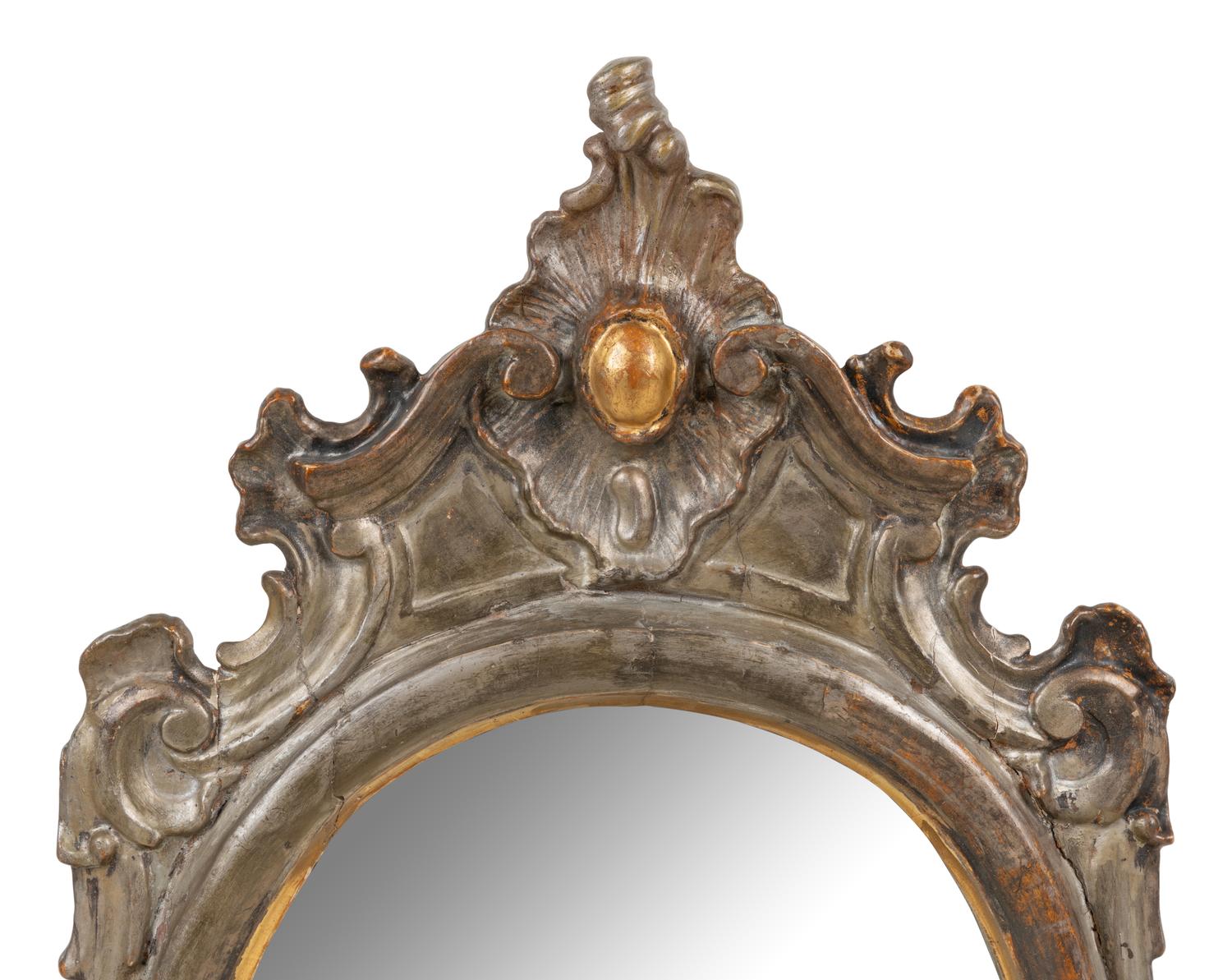 An Italian Silvered and Giltwood Dressing Mirror