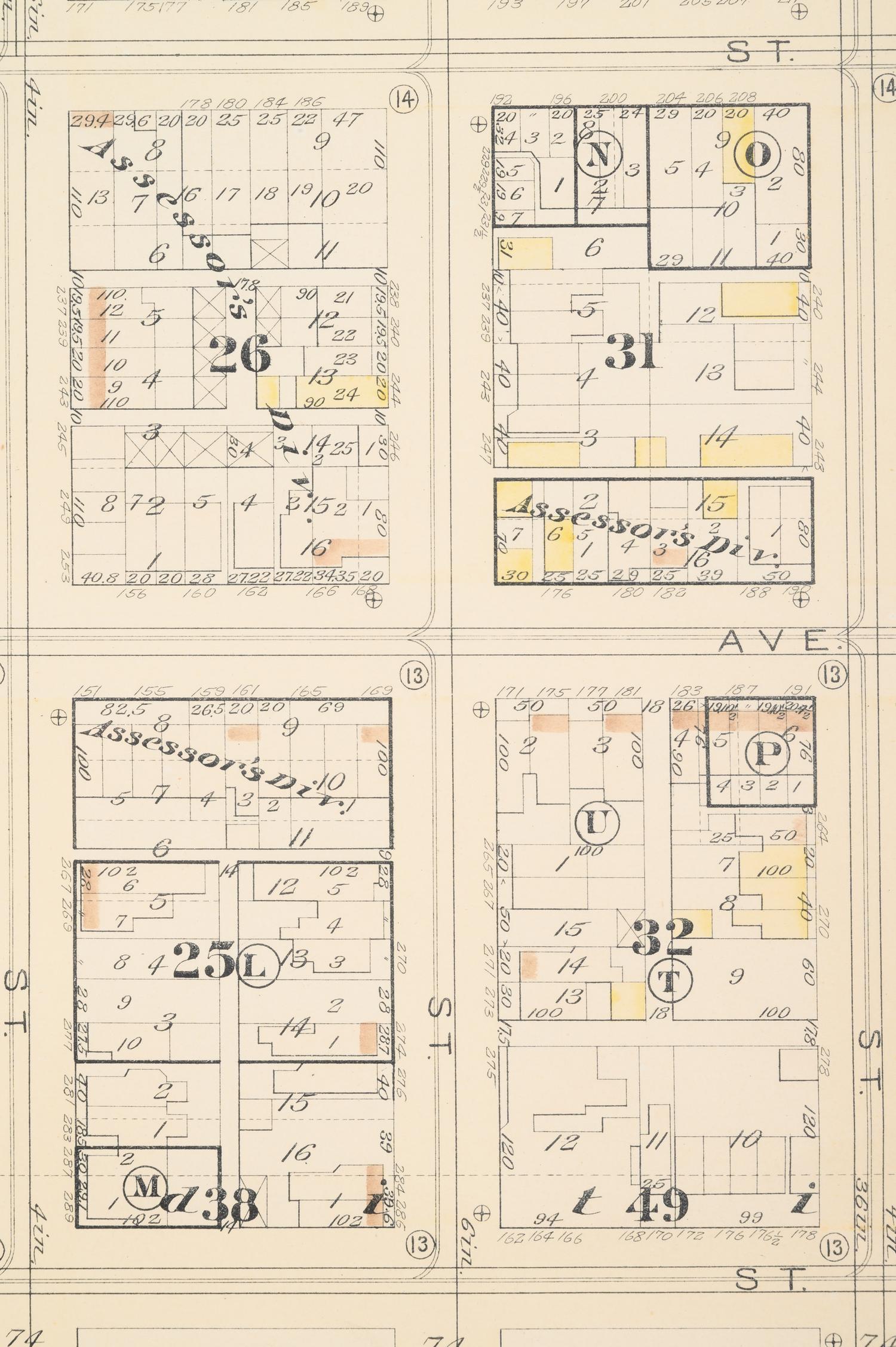A group of 5 maps of Chicago streets, comprising: