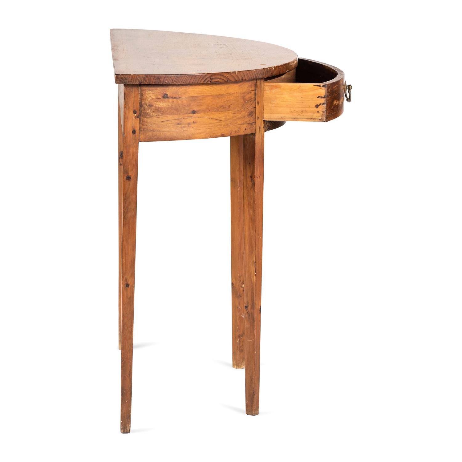 A Federal Pine Demi-Lune Console Table