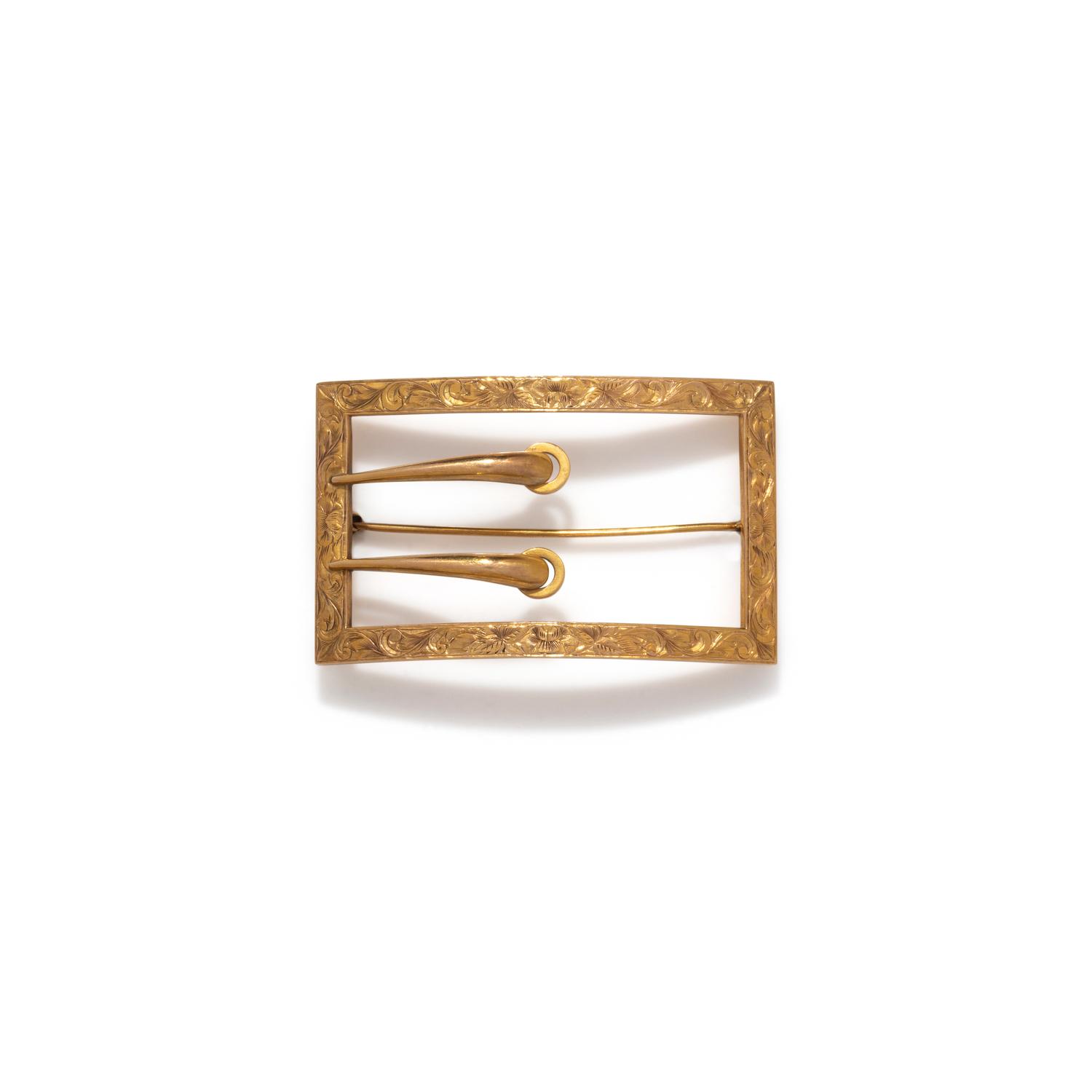 YELLOW GOLD BUCKLE BROOCH