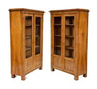 A Pair of Biedermeier Figured Birch Bookcases