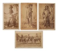 [WOUNDED KNEE]. A group of 4 photographs of Stinking Bear, Hollow Wood, and Crazy Bear at Pine Ridge Agency. Ca 1890-1891.
