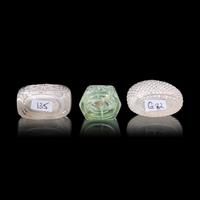 Three Chinese Carved Semiprecious Stone Snuff Bottles, 19th-Early 20th Century — 晚清-民國 水晶、海藍寶鼻煙壺三支