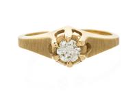 A 14 Karat Yellow Gold and Diamond Solitaire Ring, 2.40 dwts.