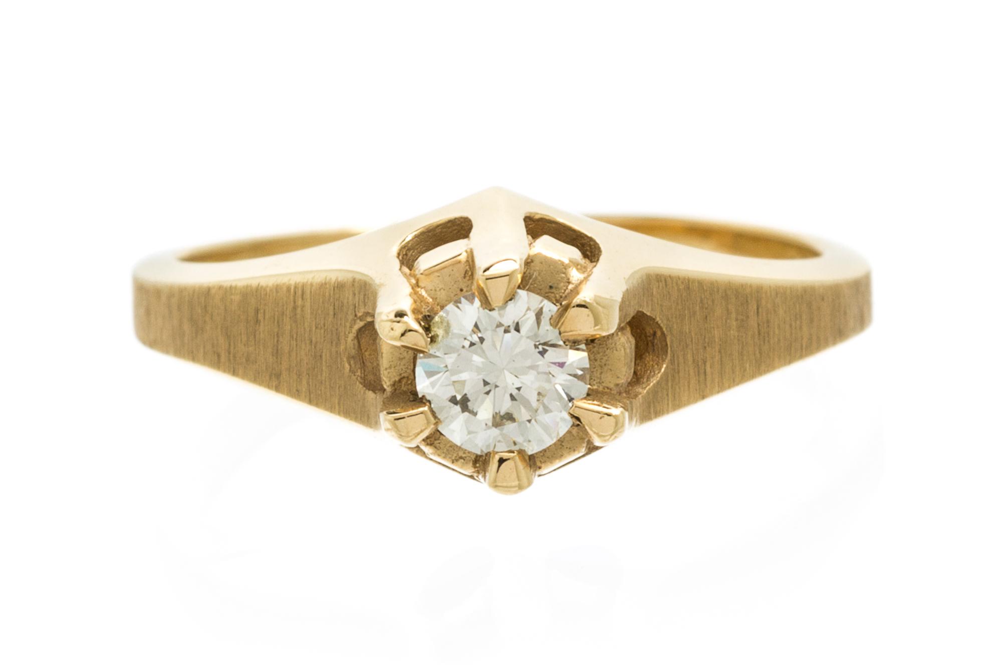 A 14 Karat Yellow Gold and Diamond Solitaire Ring, 2.40 dwts.