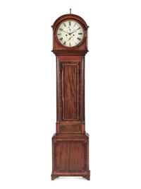 A Chippendale Inlaid and Figured Mahogany Tall Case Clock