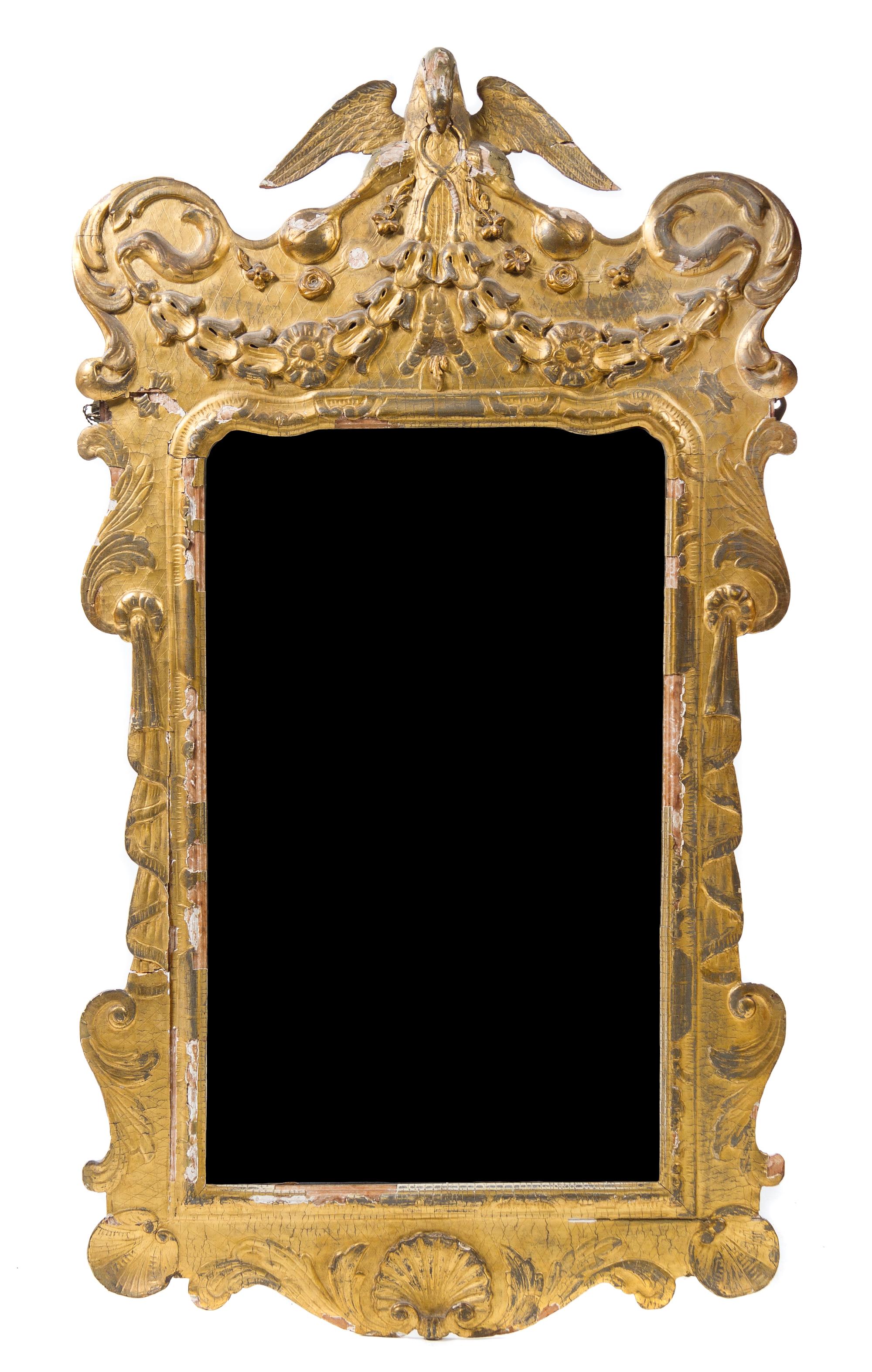 A George II Style Giltwood Mirror Height 53 x width 27 1/2 inches. — EARLY 19TH CENTURY