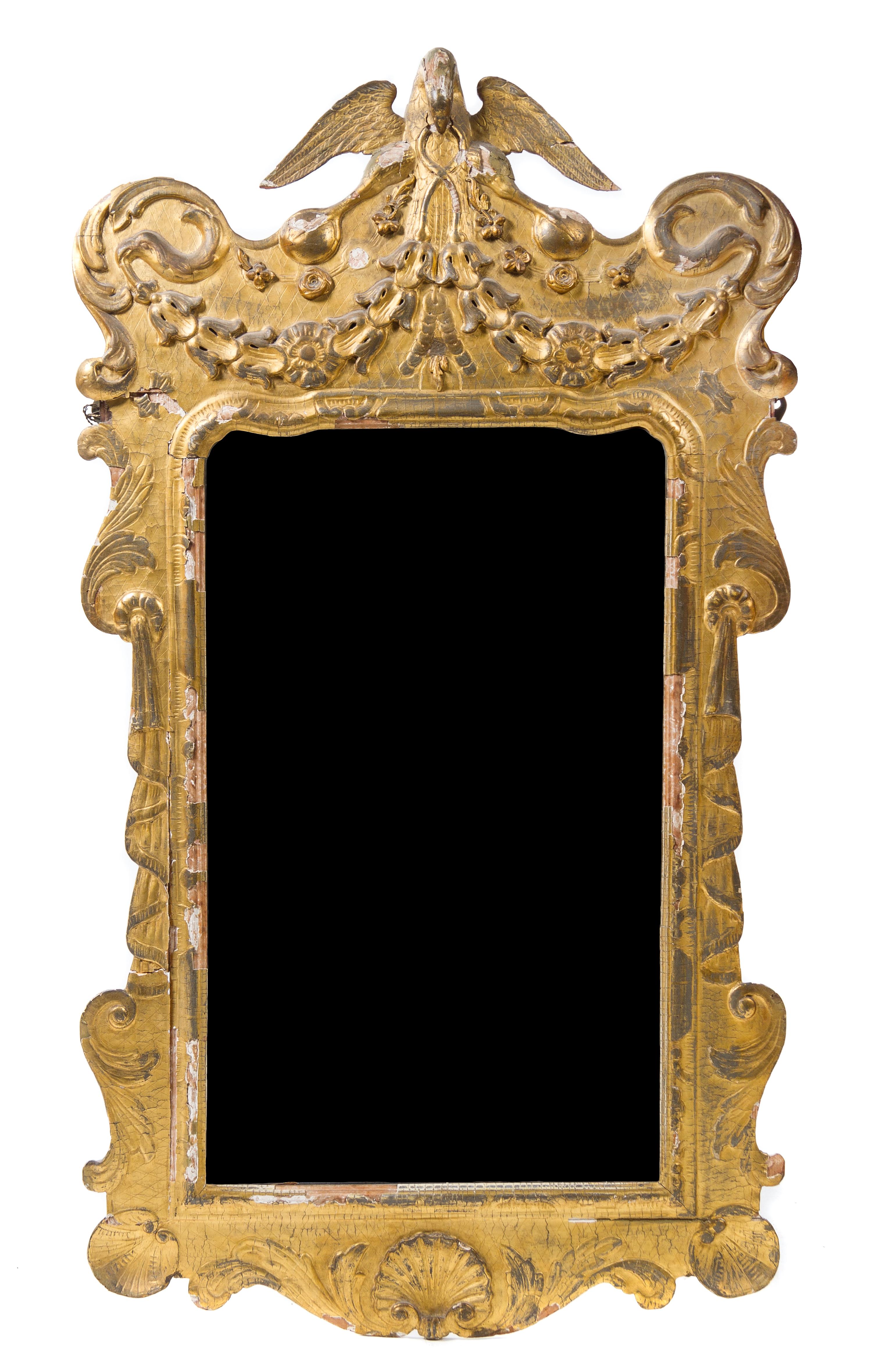 A George II Style Giltwood Mirror Height 53 x width 27 1/2 inches. — EARLY 19TH CENTURY