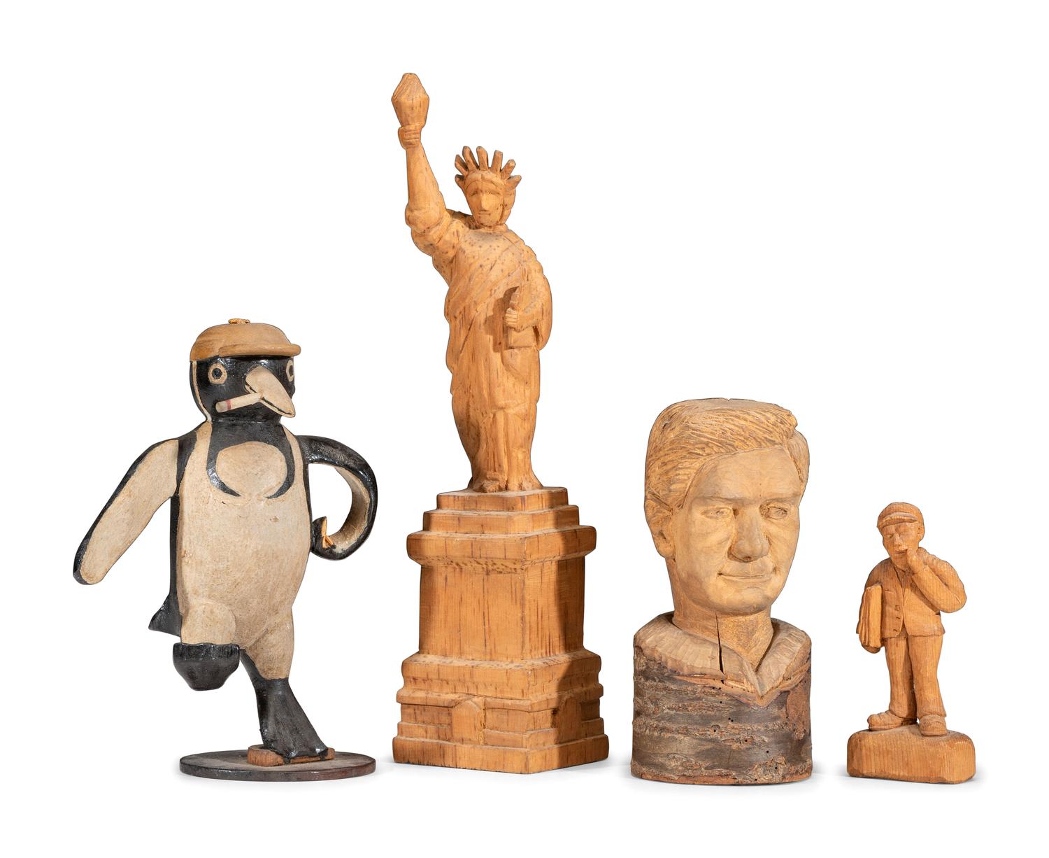 Four Folk Art Wood Carvings