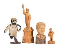 Four Folk Art Wood Carvings