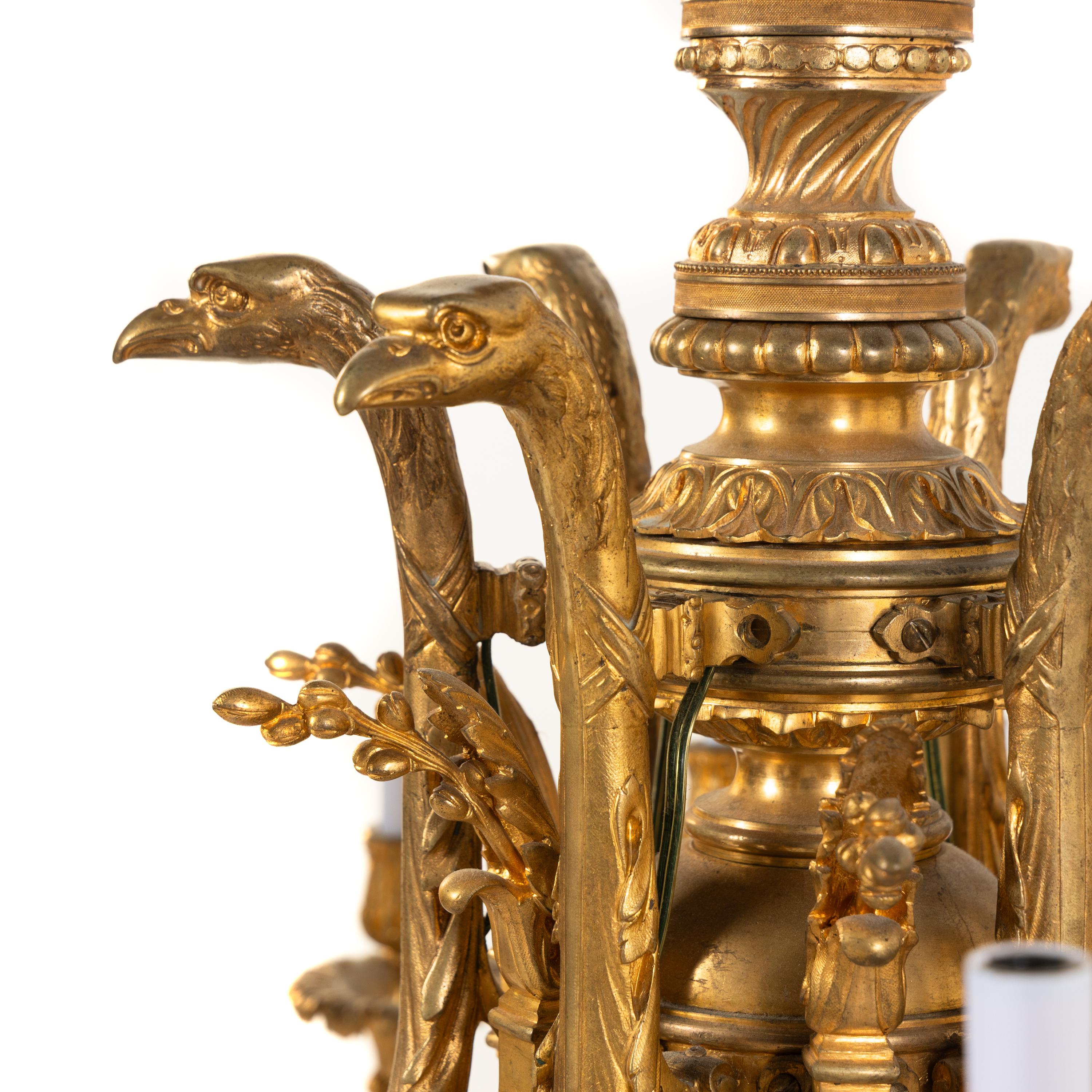 A Large Louis XVI Style Gilt Bronze Eighteen-Light Chandelier