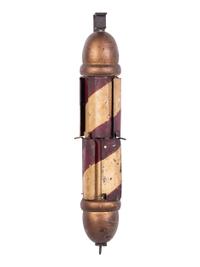 A Painted Tin and Wood 'Whirligig' Barber Pole