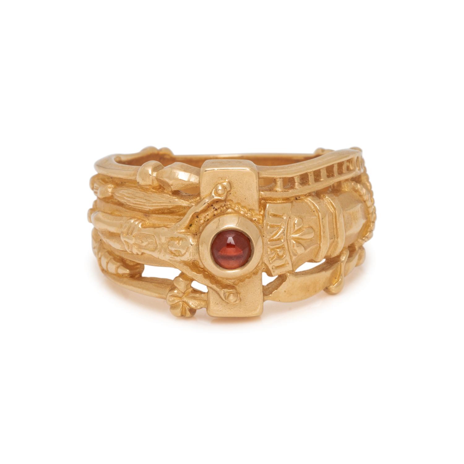 COLLECTION OF YELLOW GOLD RELIGIOUS MOTIF JEWELRY