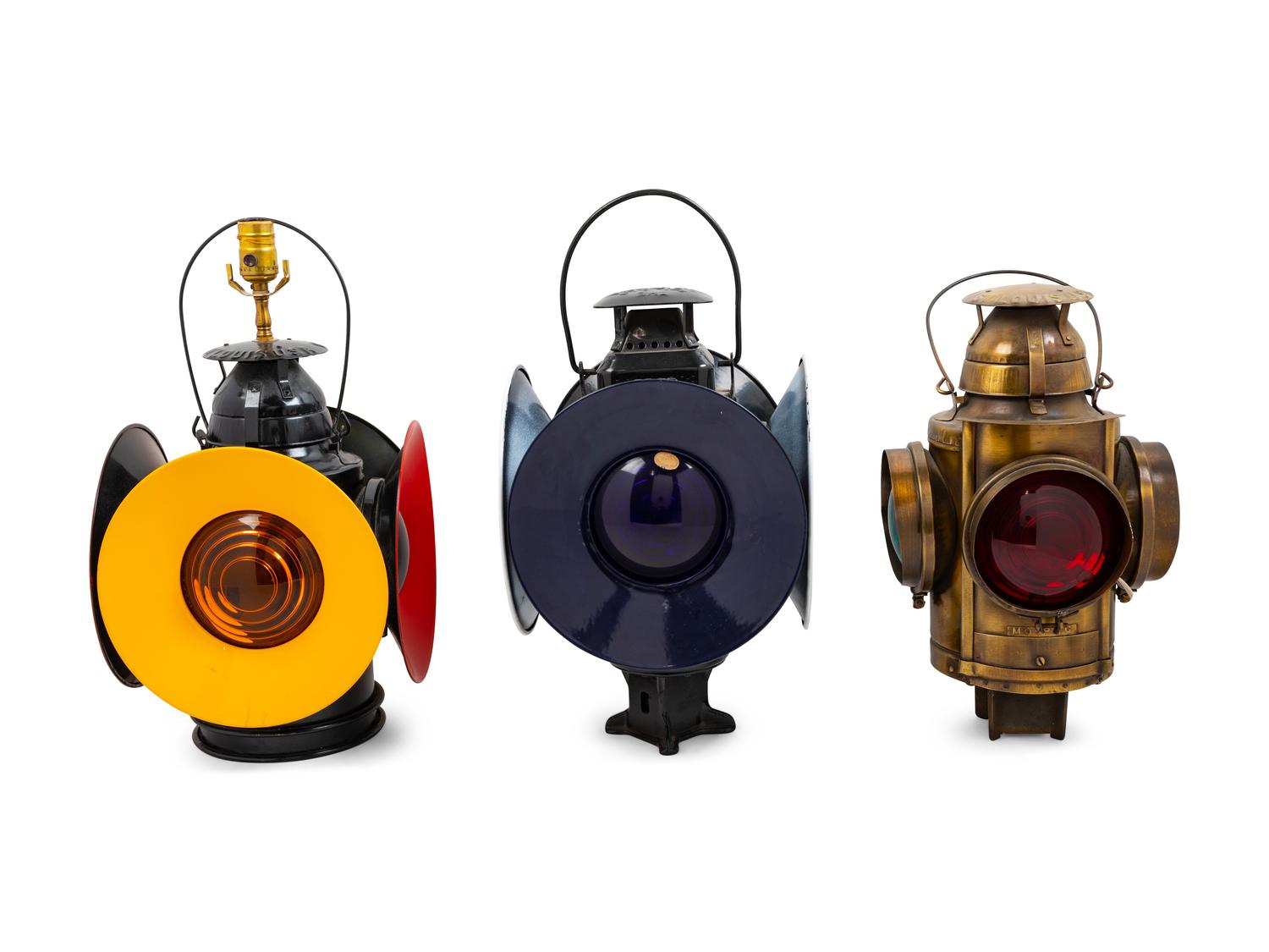 A Group of Six Handlan Signal Lanterns