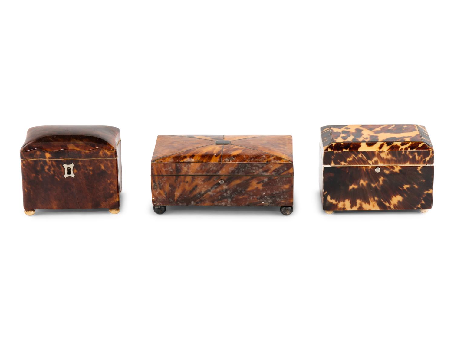 Three George III Tortoise Shell Boxes