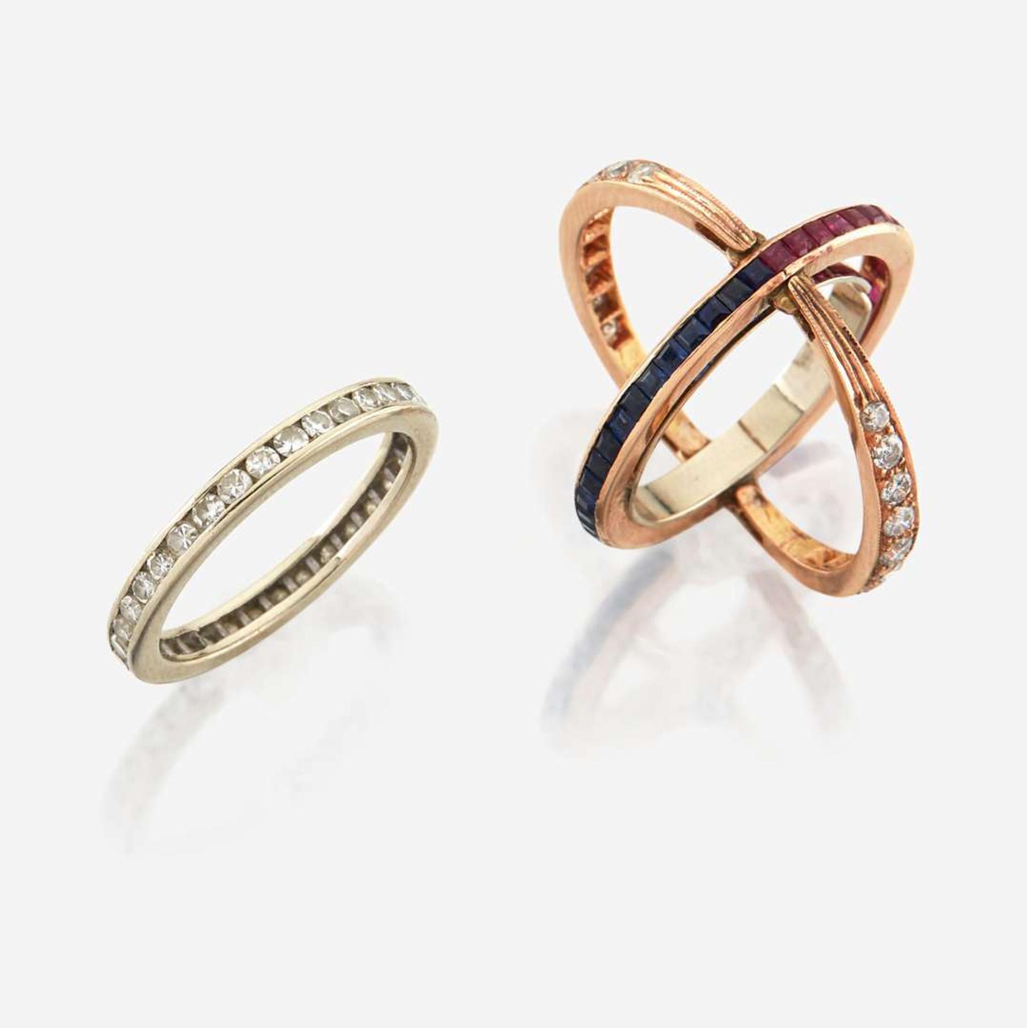 Two gem-set eternity bands
