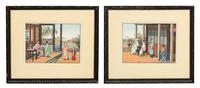 A Pair of Chinese Export Watercolor Paintings, LIKELY 19TH CENTURY, 9 x 12 1/4 inches. — LIKELY 19TH CENTURY,