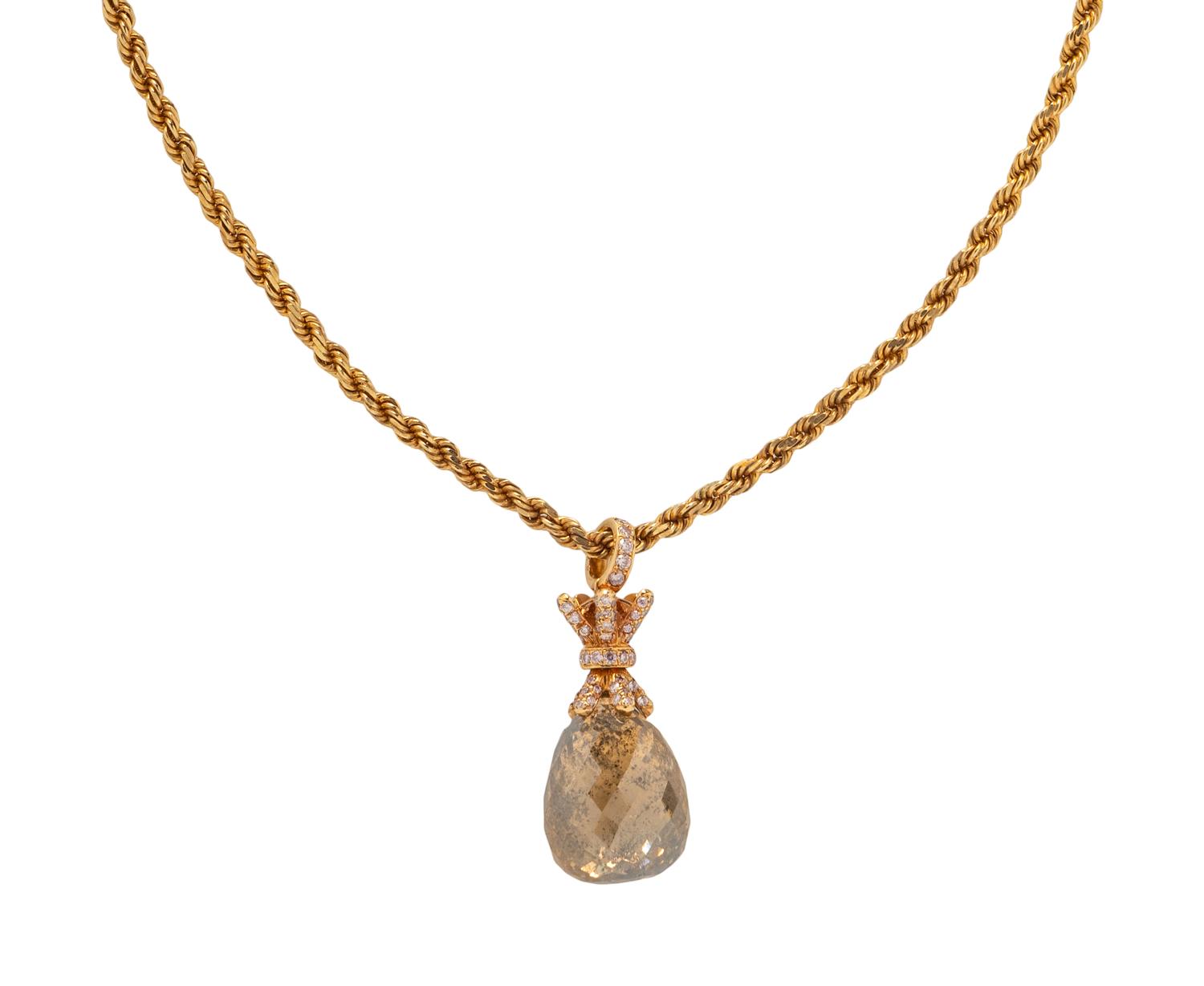 COLORED DIAMOND AND GOLD PENDANT NECKLACE