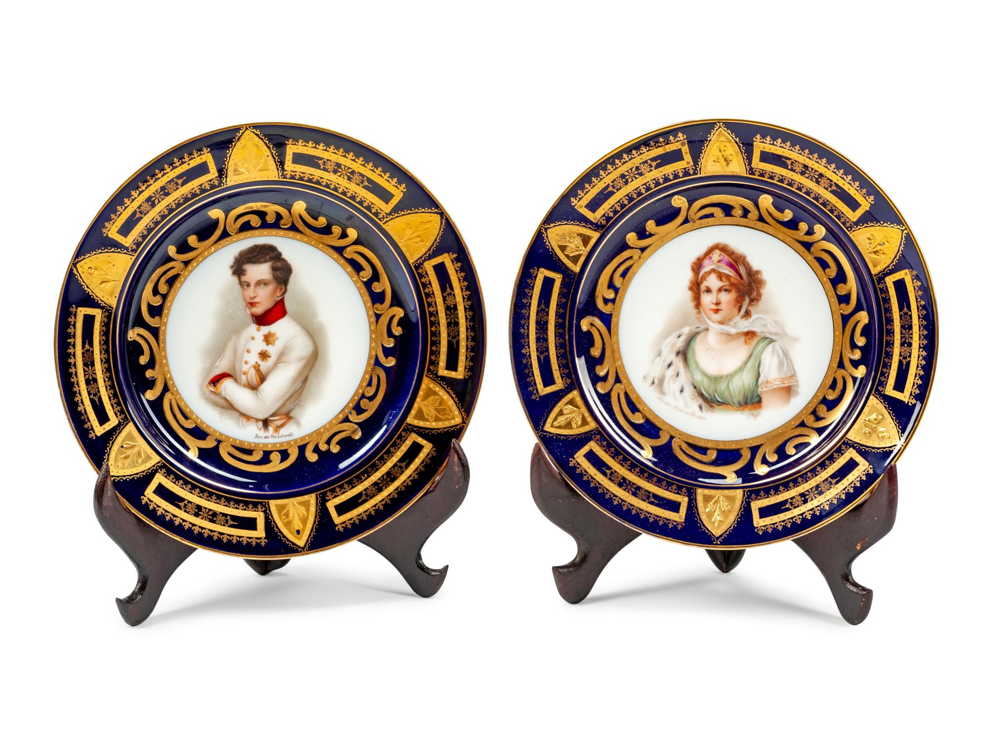 A Pair of Vienna Style Porcelain Portrait Plates
