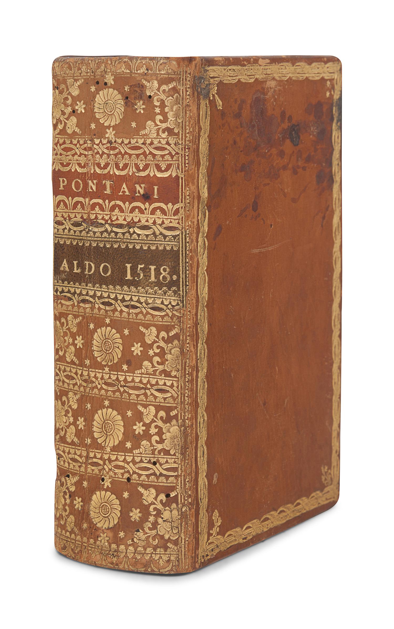 PONTANUS, Johannes Jovianus (1426-1503). Opera. Venice: Aldus, 1513. 12mo. Later calf gilt, edges stained red.