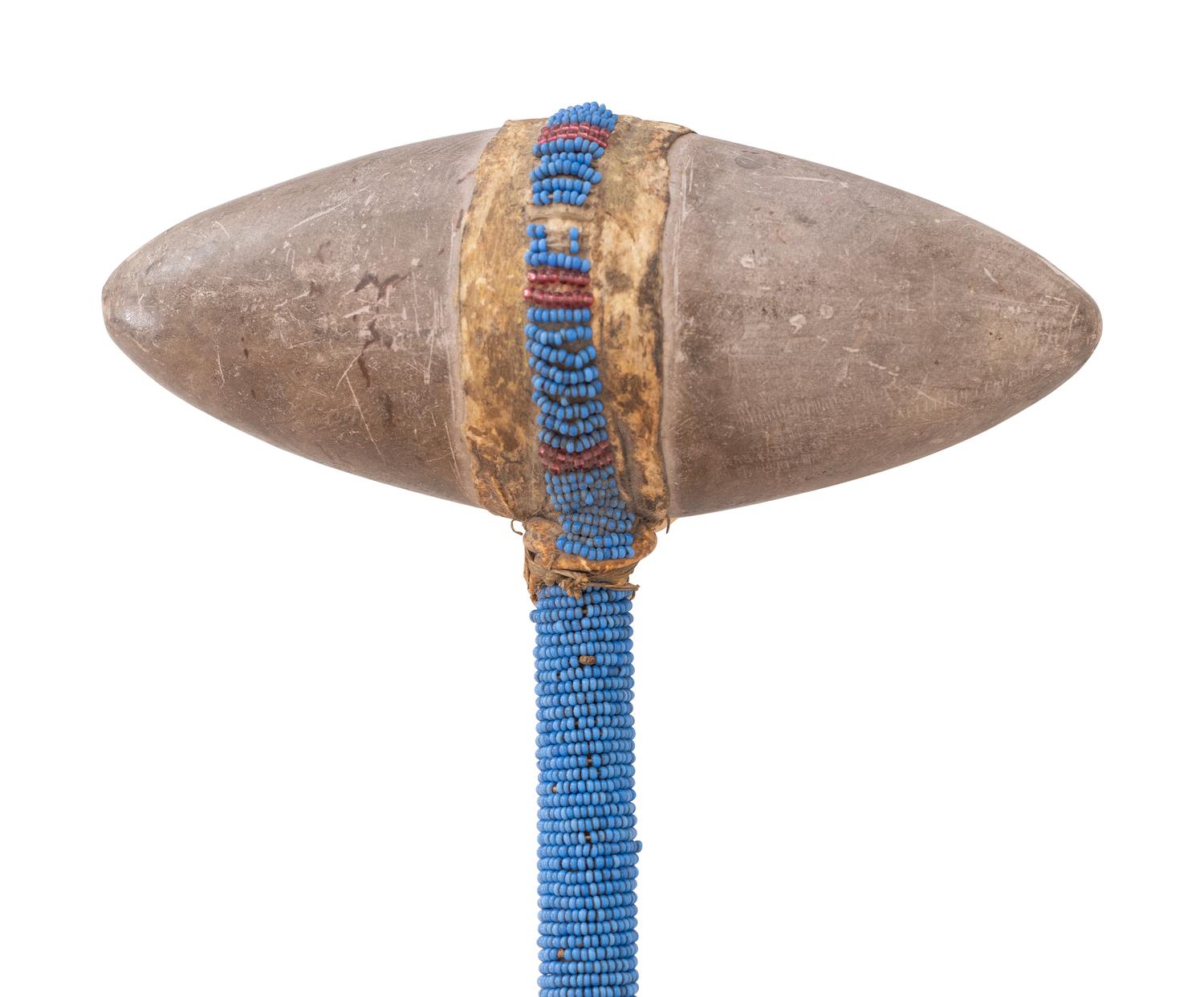 Sioux Beaded Buffalo Hide Bag and Club