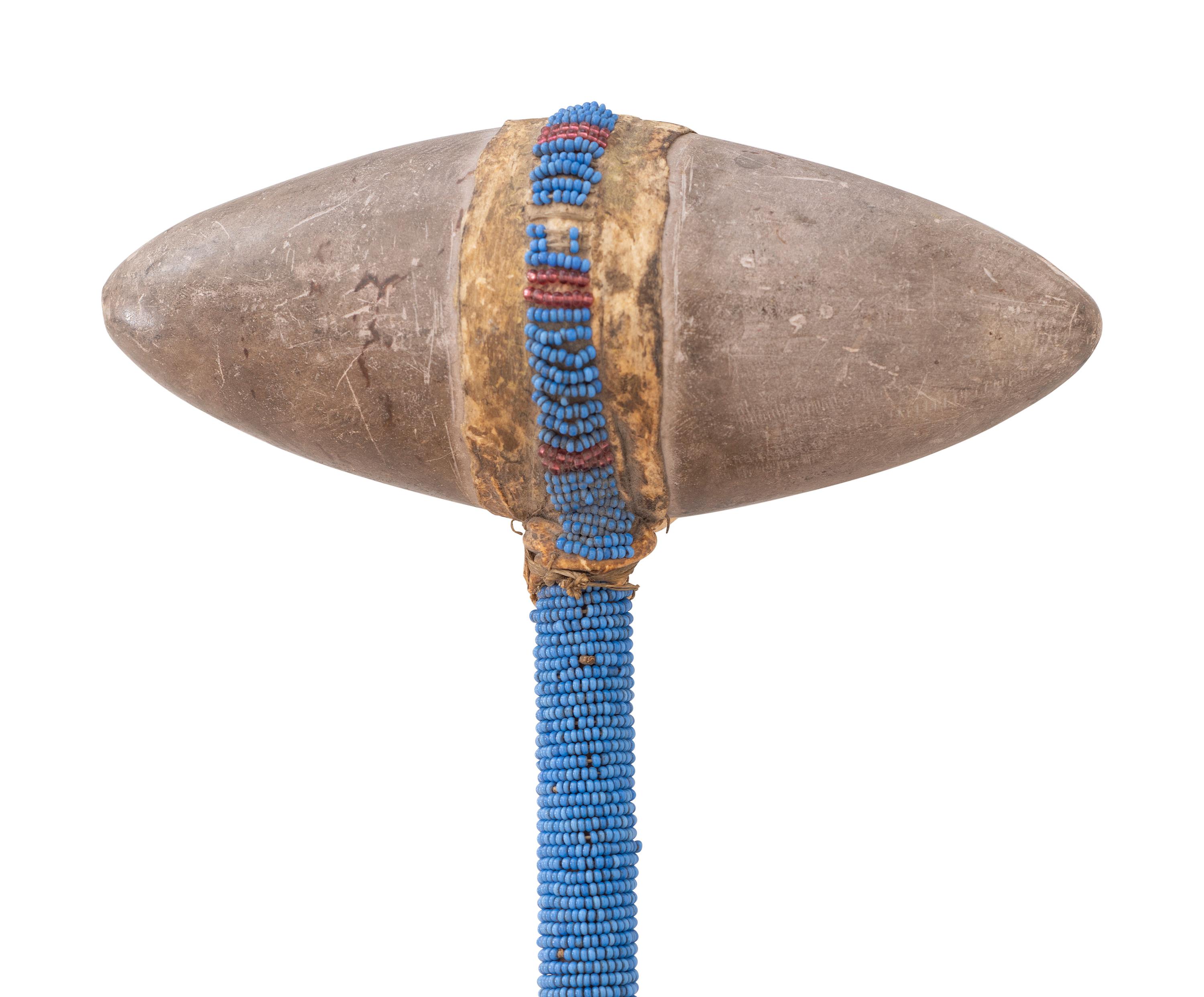 Sioux Beaded Buffalo Hide Bag and Club