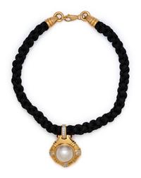 YELLOW GOLD, CULTURED MABE PEARL, DIAMOND AND RUBY PENDANT/NECKLACE