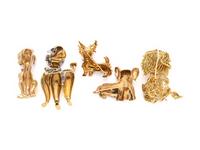 COLLECTION OF YELLOW GOLD DOG BROOCHES