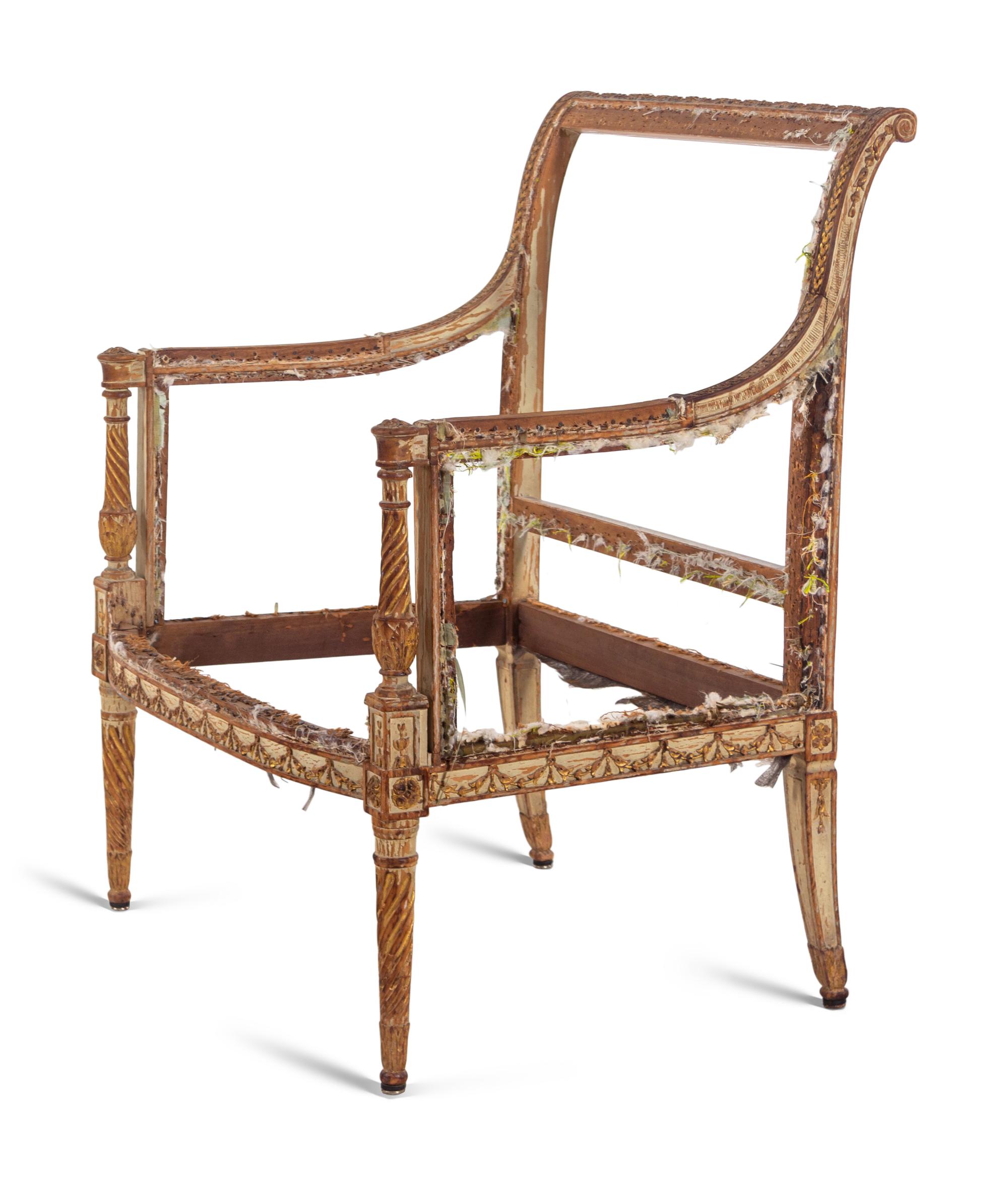 A Continental Painted and Parcel Gilt Marquise
