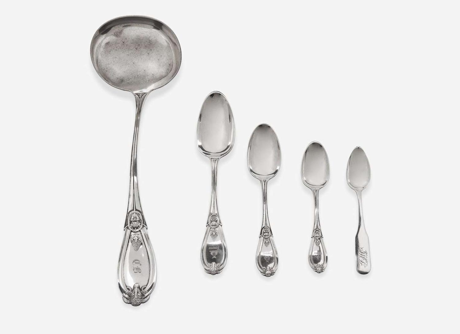 An assembled collection of sterling silver flatware, Henry Hebbard for Tiffany & Co. and Tiffany & Co., New York, NY, dates ranging 1862-1907