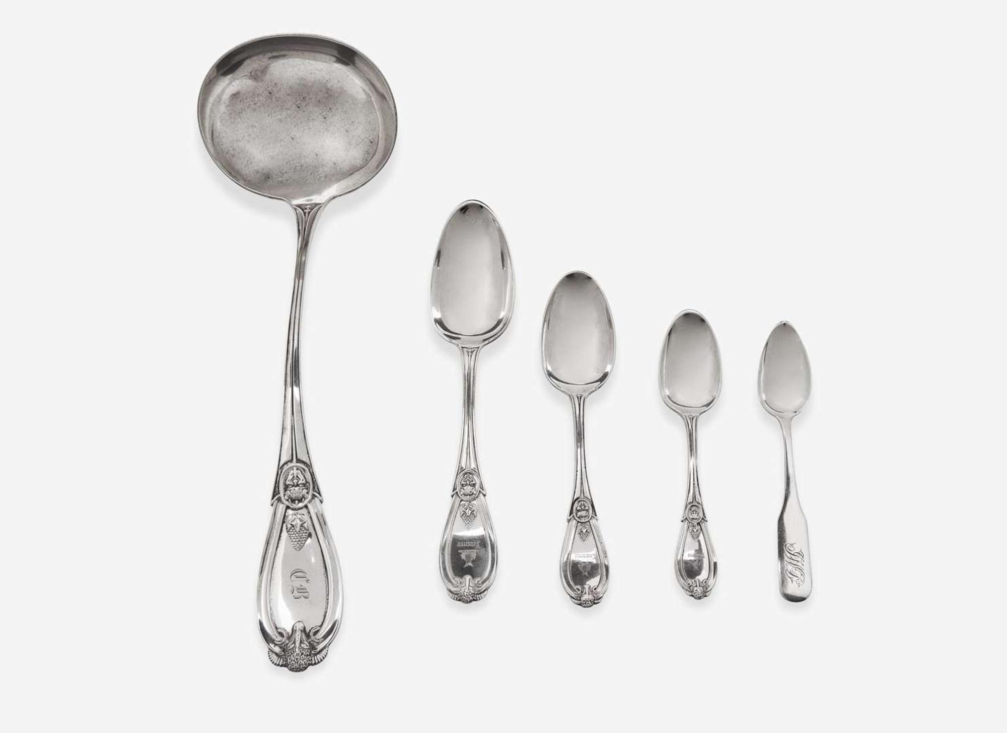 An assembled collection of sterling silver flatware, Henry Hebbard for Tiffany & Co. and Tiffany & Co., New York, NY, dates ranging 1862-1907
