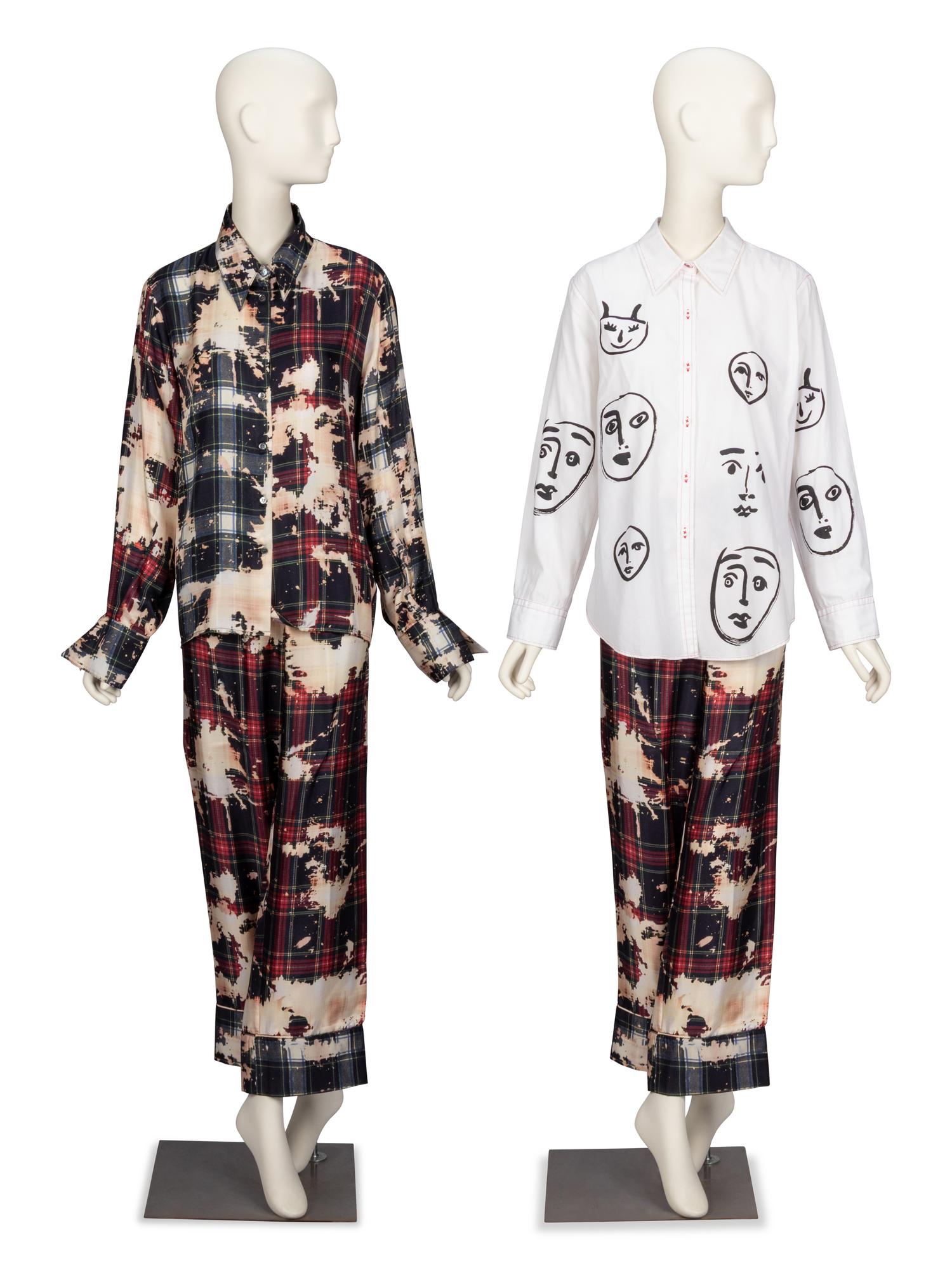 Libertine, Silk Plaid Ensemble & Painted Shirt