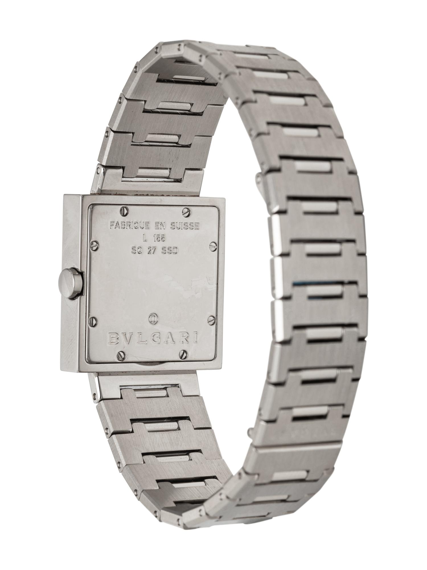 BULGARI, STAINLESS STEEL 'QUADRATO' WATCH
