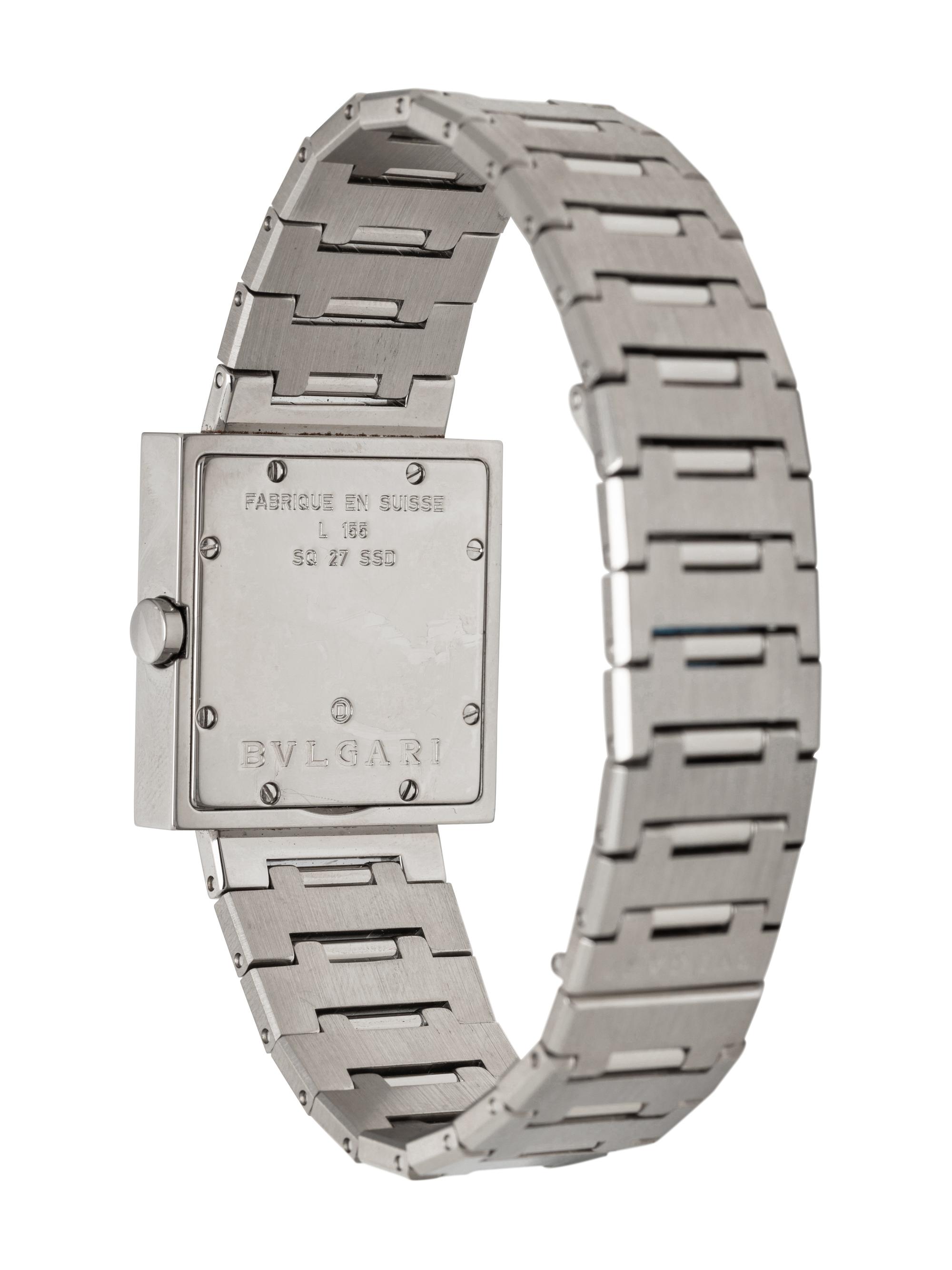 BULGARI, STAINLESS STEEL 'QUADRATO' WATCH