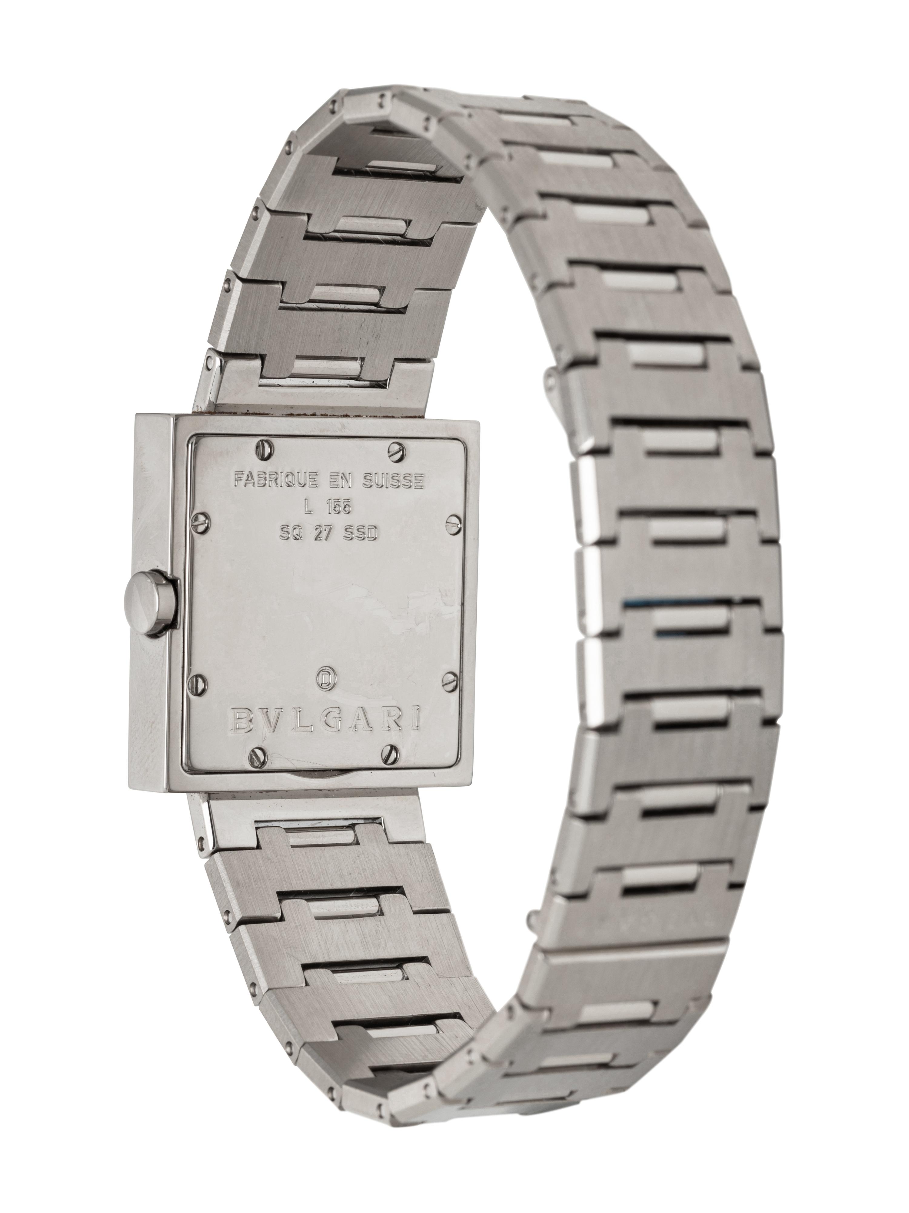 BULGARI, STAINLESS STEEL 'QUADRATO' WATCH
