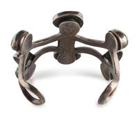 Navajo Sandcast Silver and Turquoise Cuff Bracelet
