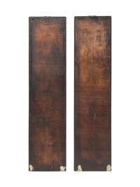 A Pair of Chinese Marble Inset Hardwood Wall Panels