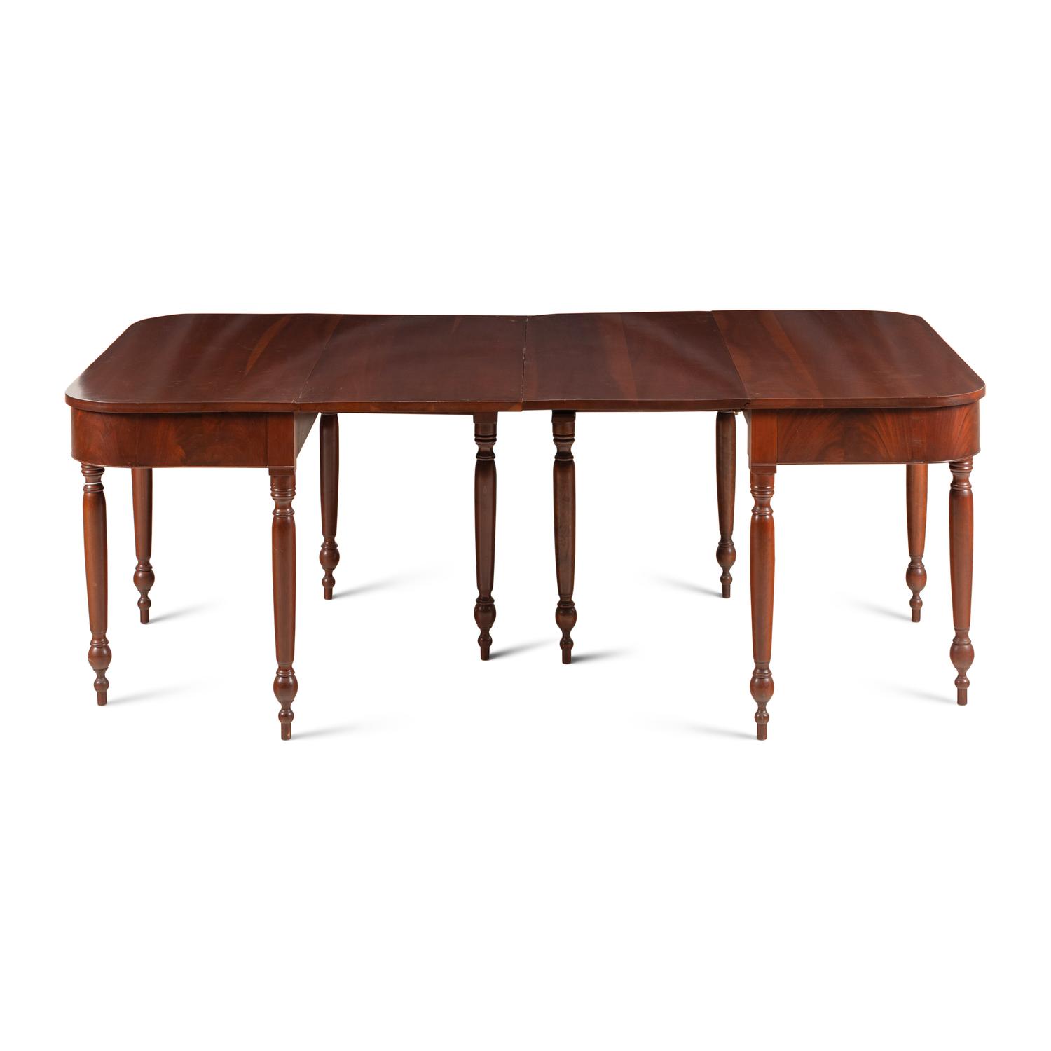 A Pair of Walnut Convertible Console Tables and Dining Table