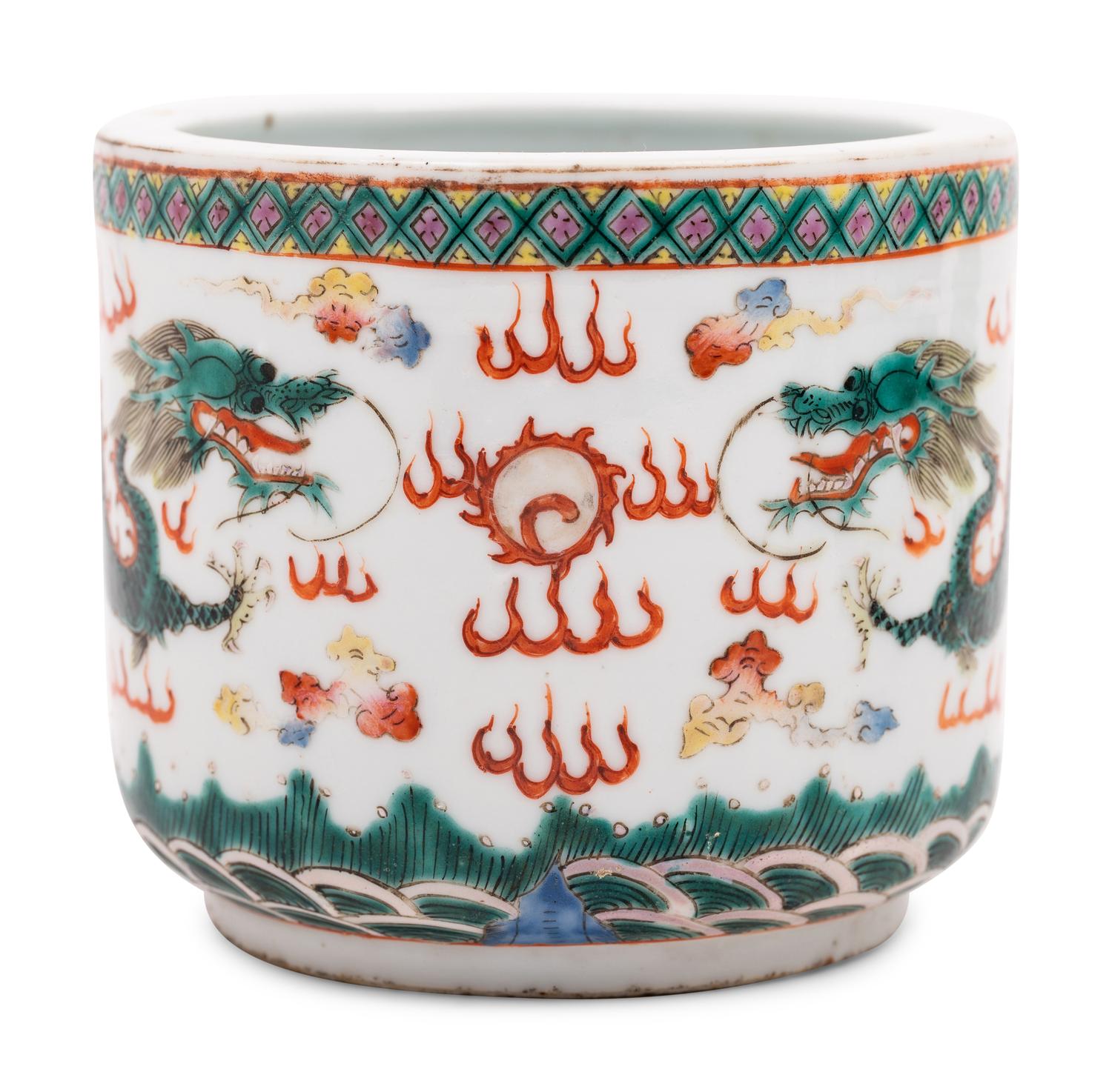 Five Chinese Porcelain Brushpots and Two Incense Burners
