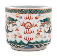 Five Chinese Porcelain Brushpots and Two Incense Burners