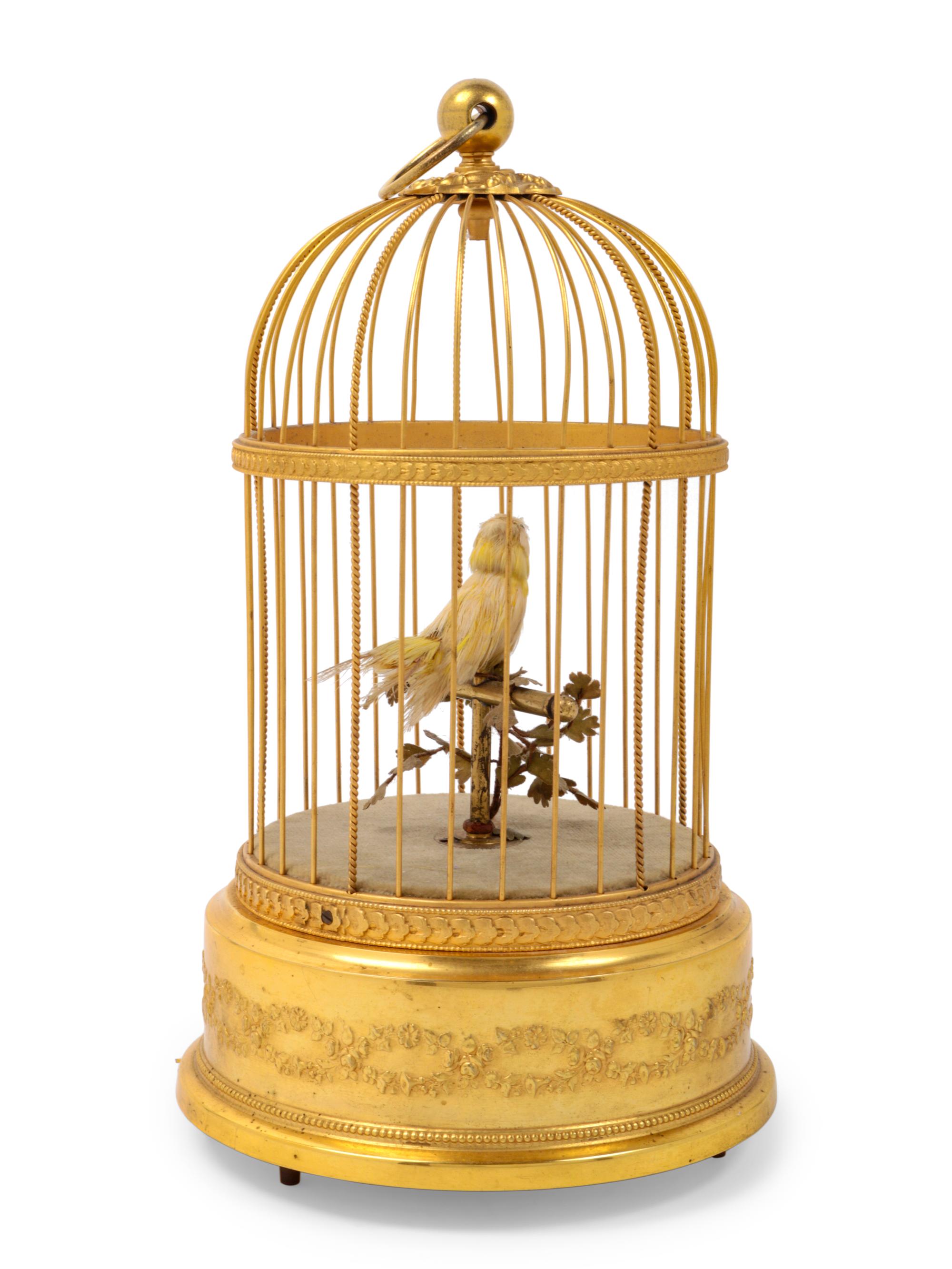 A French Gilt Metal Automaton Bird Cage