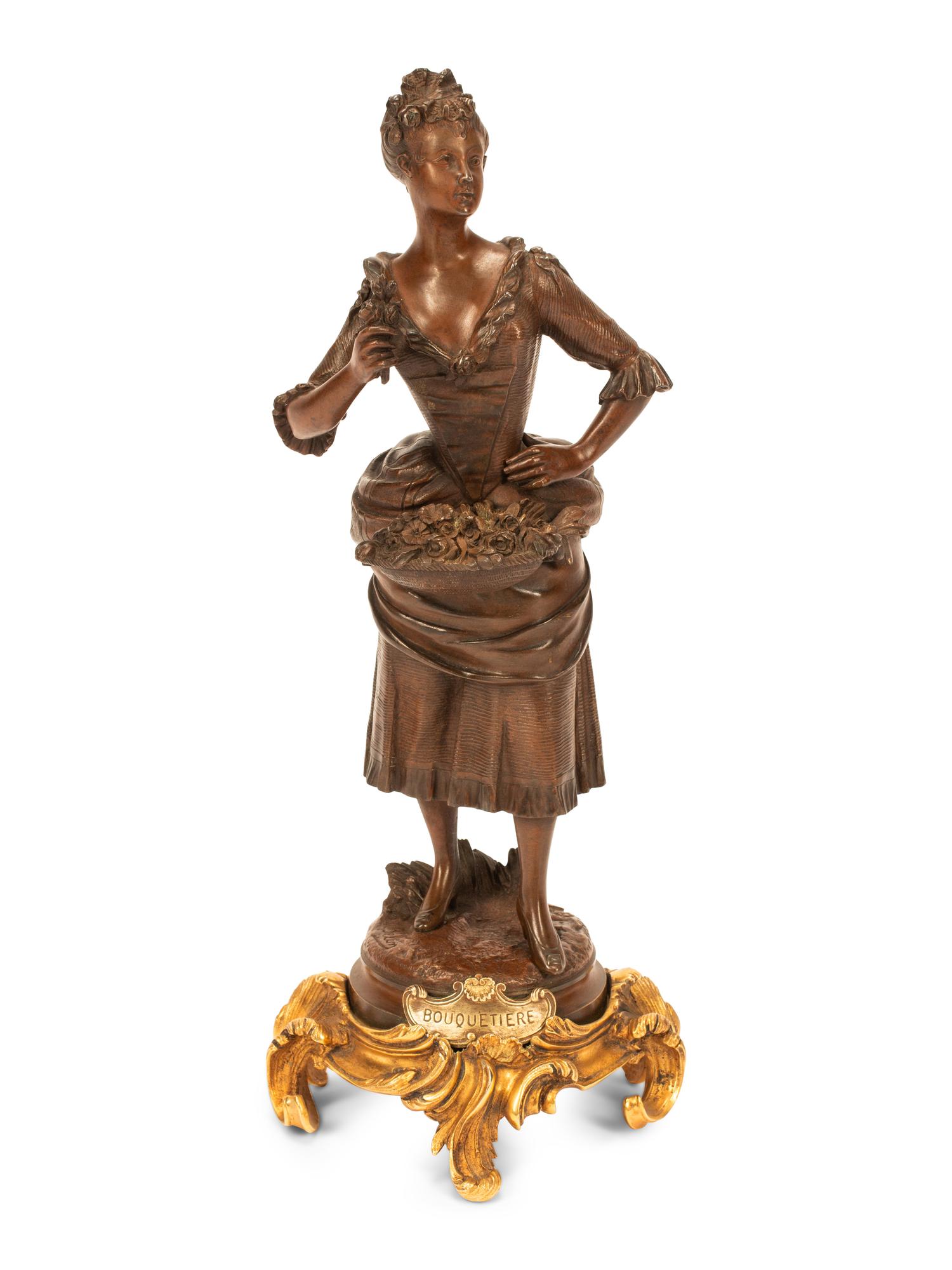 J oseph François Belin (French, Late 19th Century) Bouquetière bronze Height 18 inches.