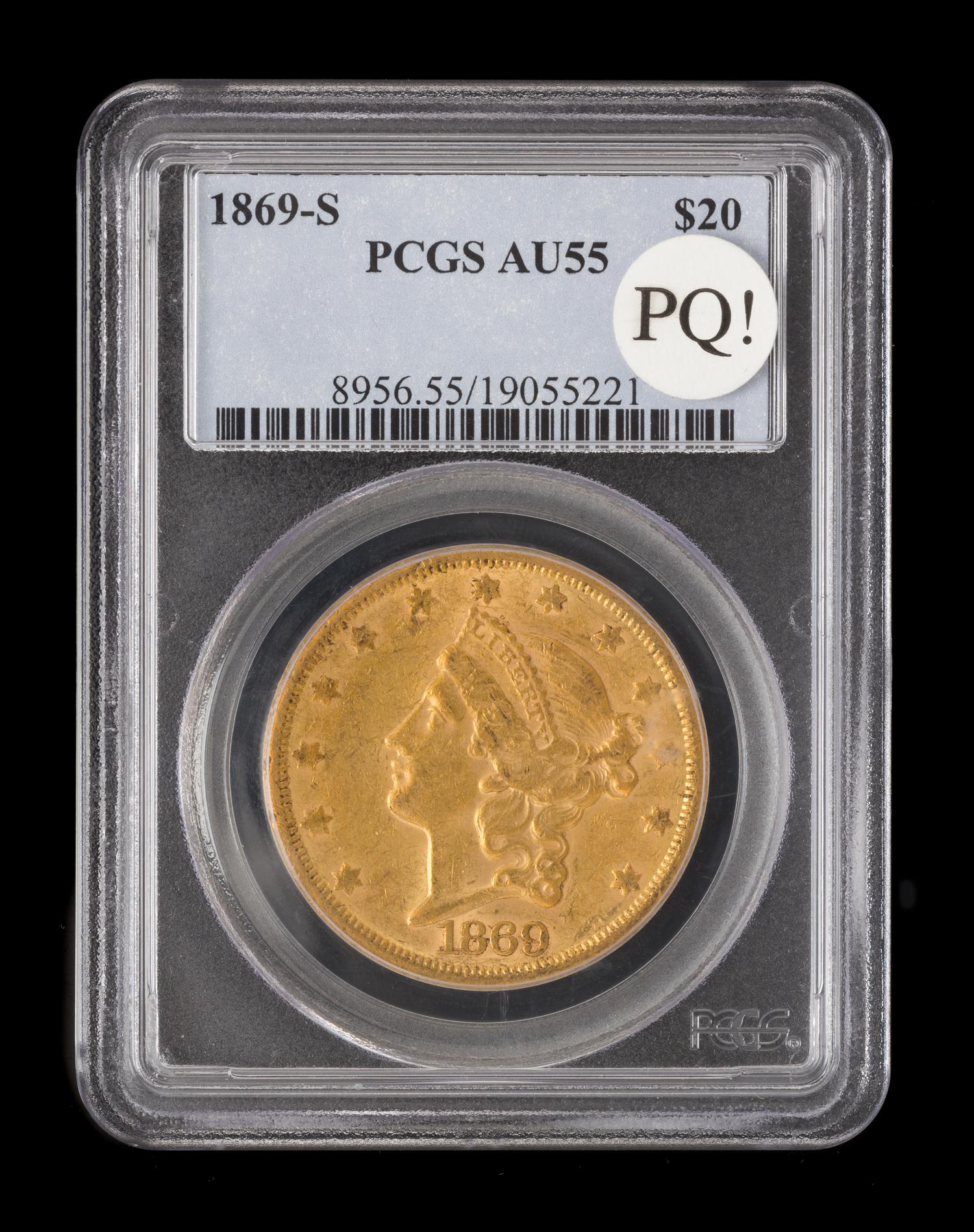 A United States 1869-S Liberty Head $20 Gold Coin