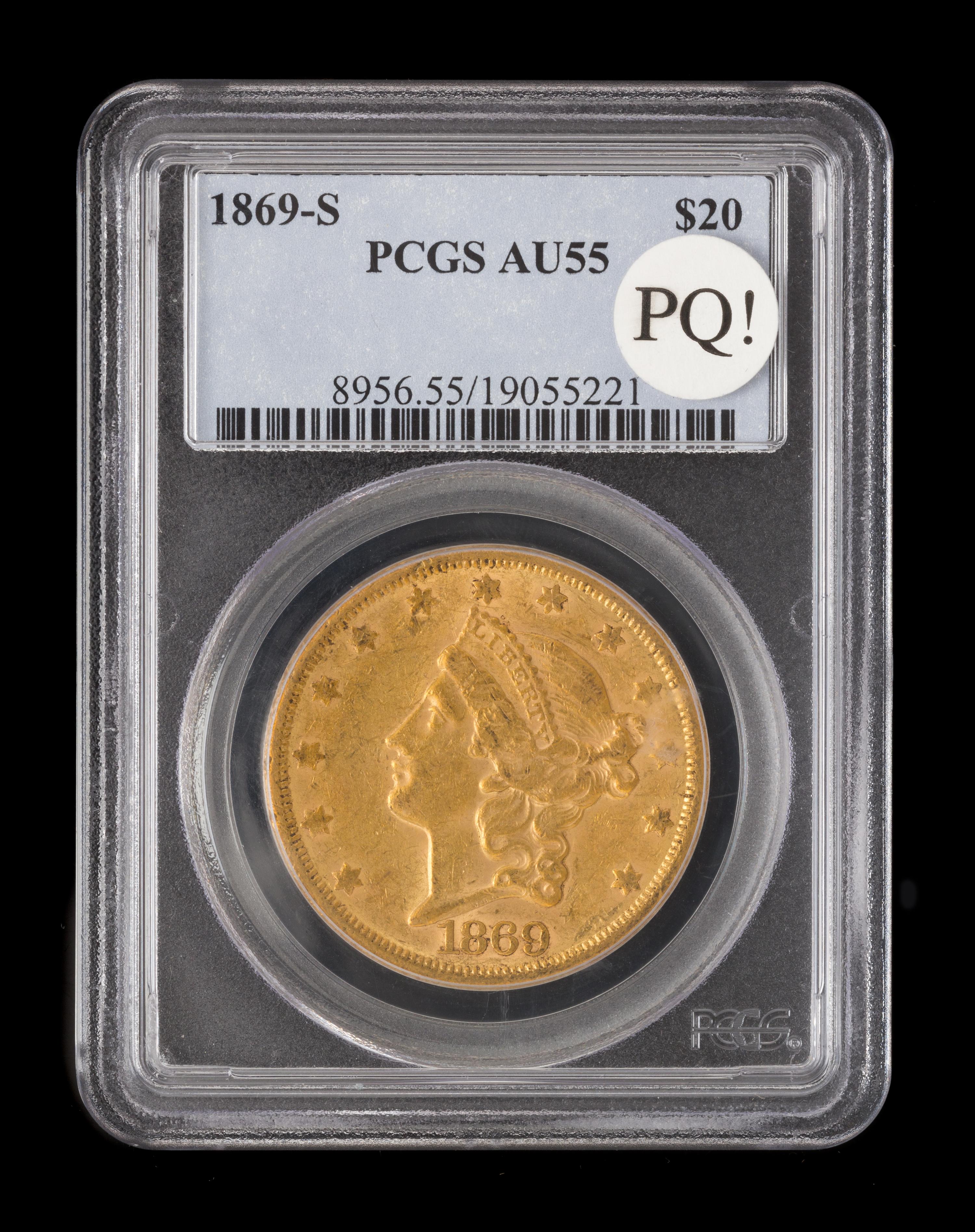 A United States 1869-S Liberty Head $20 Gold Coin