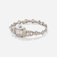 A Ladies Platinum and Diamond Art Deco Hamilton Bracelet Watch