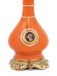 A Continental Painted Porcelain Fluid Lamp