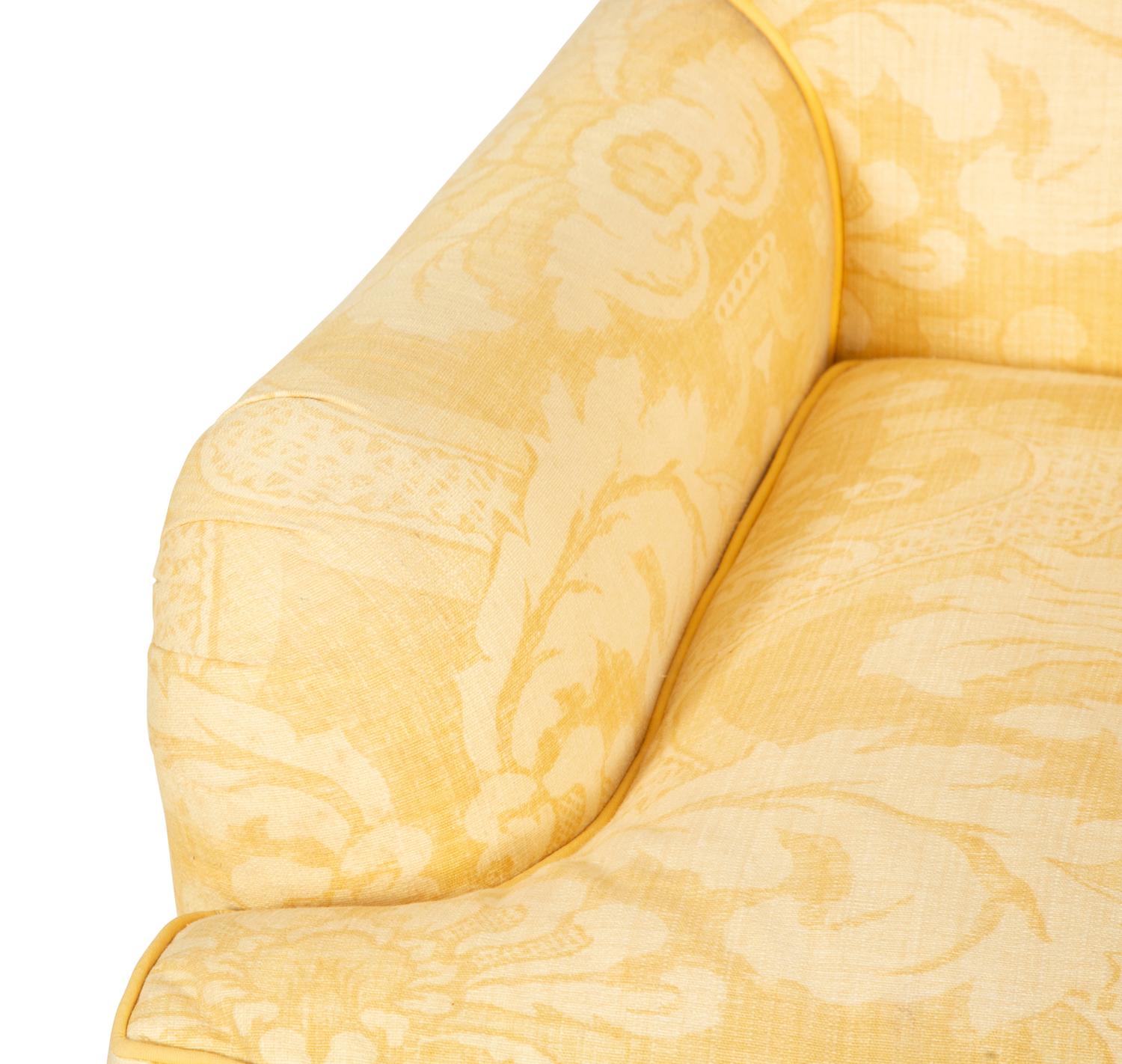 A Yellow-Cotton Upholstered Easy Chair