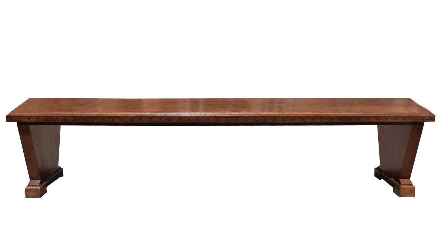 A Mahogany and Ebony Inlaid Library Table 138" W x 36" D x 33" H — United States, Early 20th Century