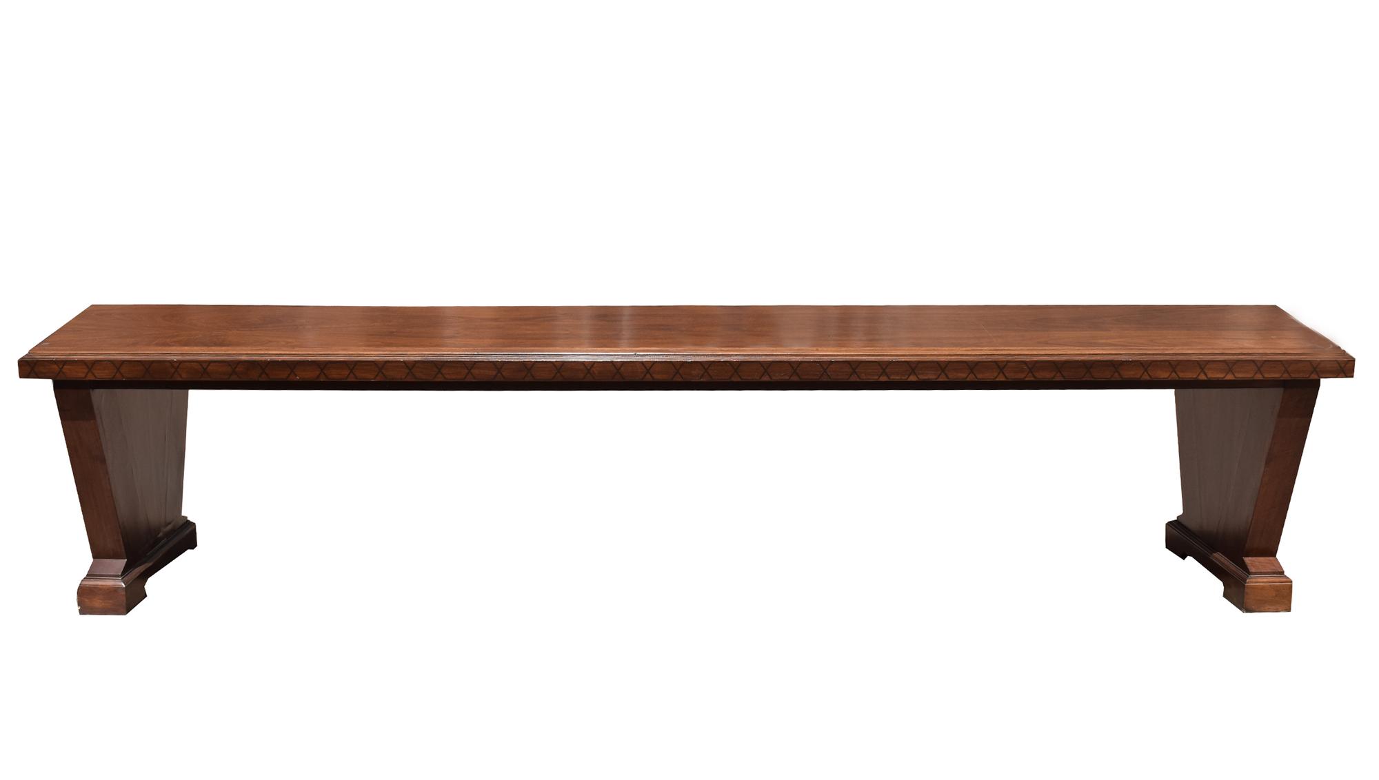 A Mahogany and Ebony Inlaid Library Table 138" W x 36" D x 33" H — United States, Early 20th Century