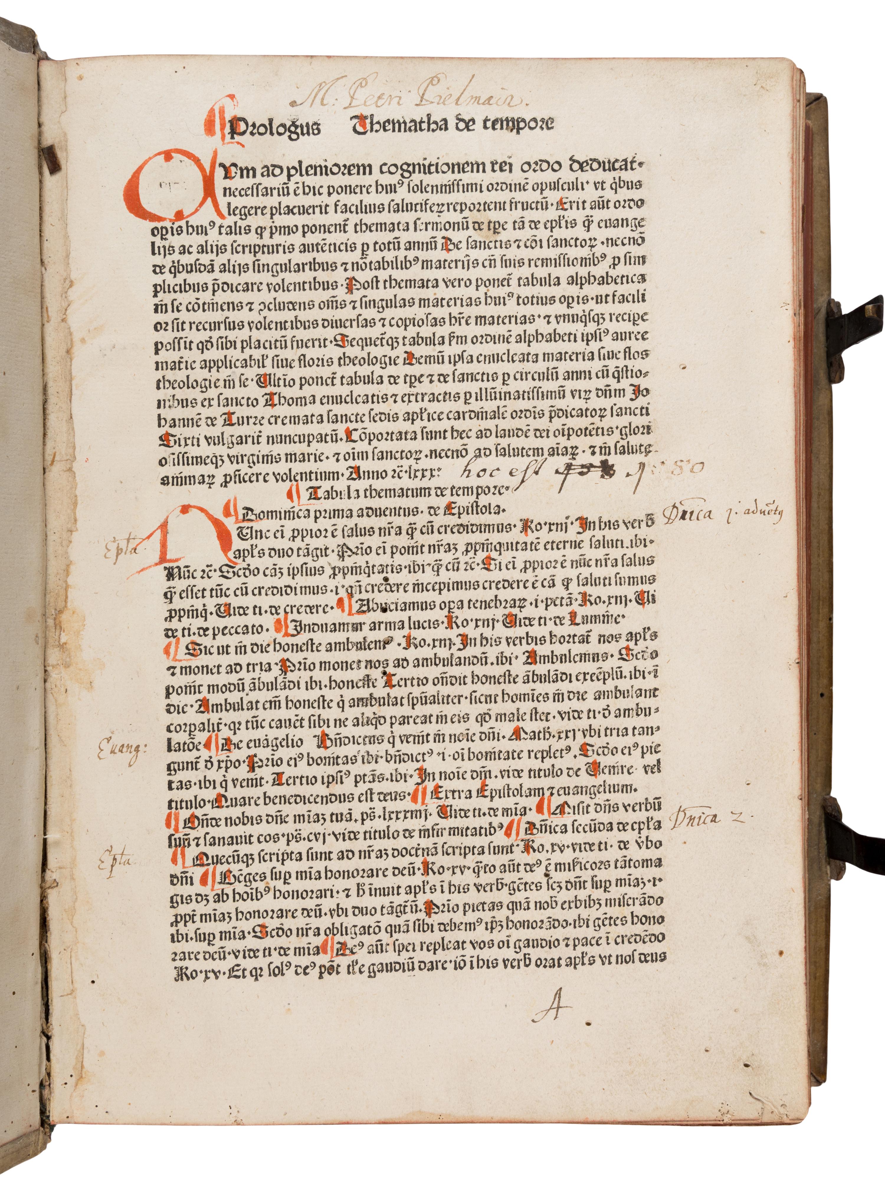 Turrecremata, Johannes de (1388-1468) and Nicolaus de Byard (fl. 1300). Quaestiones Evangeliorum de tempore et de sanctis... [ Dictionarius pauperum ] Flos theologiae sive Summa de abstinentia . [Reutlingen, Germany: Michael Greyff, not before 1480].